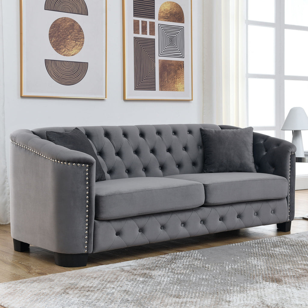 Modern Chesterfield Sofa With Tufted Backrest