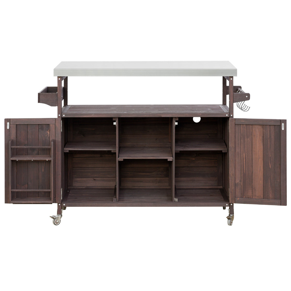 Outdoor Kitchen Island, Rolling Bar Cart & Storage Cabinet