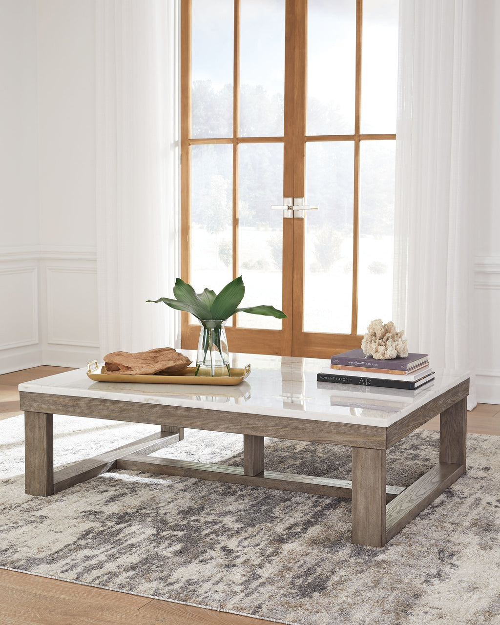 Rectangular Cocktail Table - Brown / Ivory