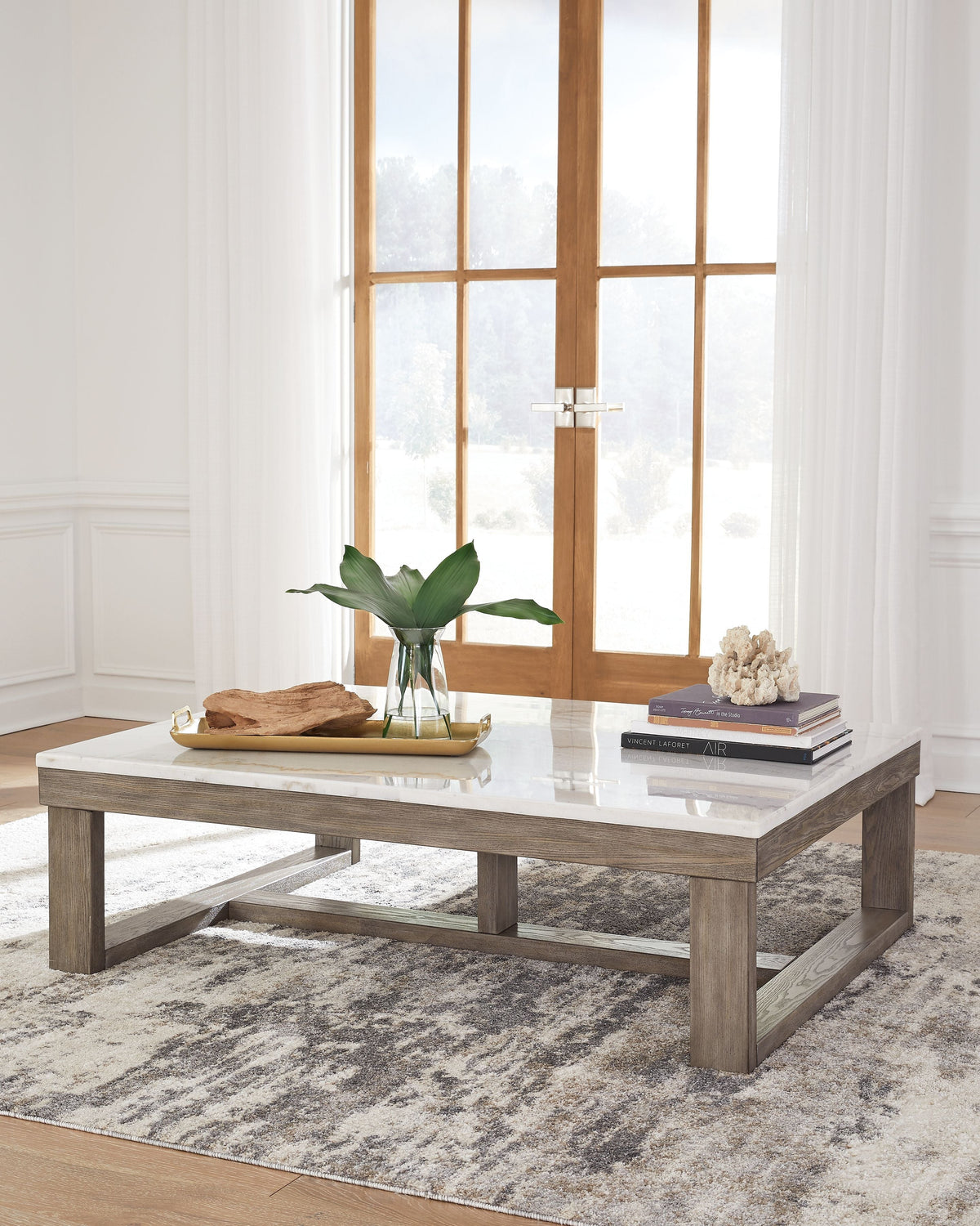 Rectangular Cocktail Table - Brown / Ivory