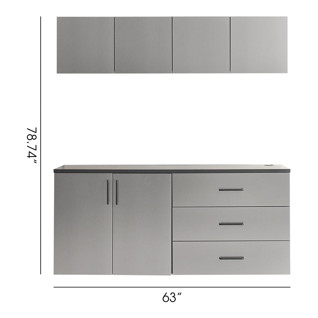 Garage Cabinet Set C With Soft Closing Drawers - Metallic Gray