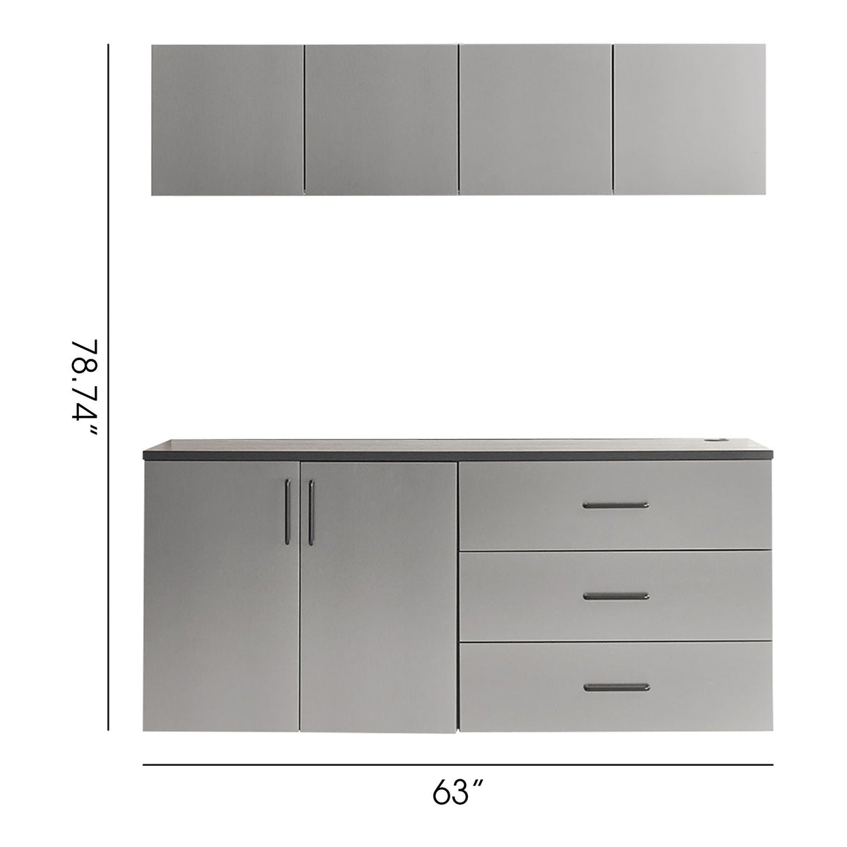 Garage Cabinet Set C With Soft Closing Drawers - Metallic Gray