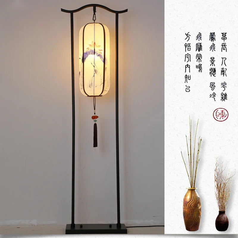 Chinese Classical Lantern Floor Lamps Fabric