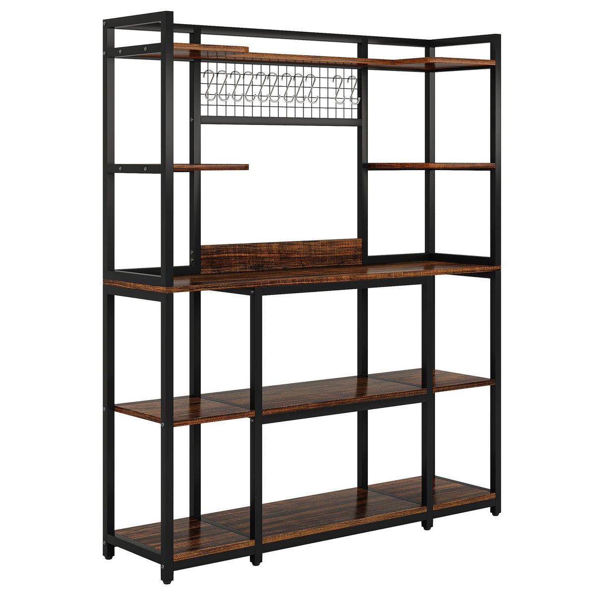 Baker's Rack With Hutch, 5 Tier Kitchen Storage Shelf