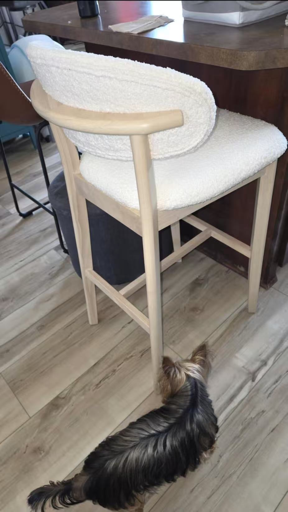 Bar Stools Set of 2, 30” Upholstered Bar Height Stools, Solid Wood, Modern