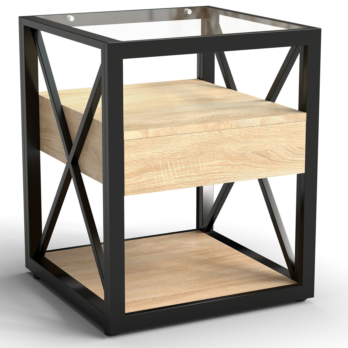 Set of 2 Modern End Table with Drawer