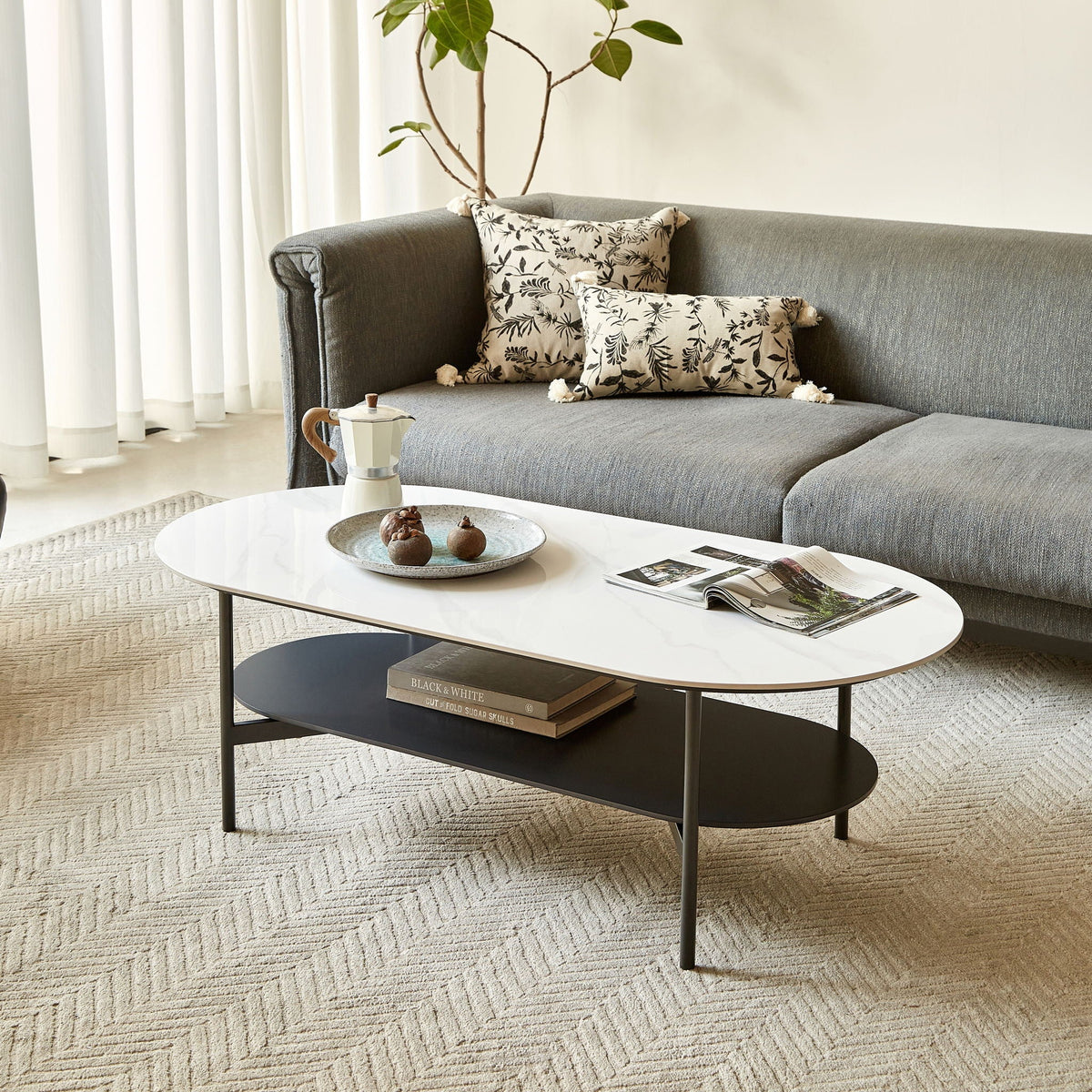 Contemporary Coffee Table Sintered Stone Surface With Ceramic Finish