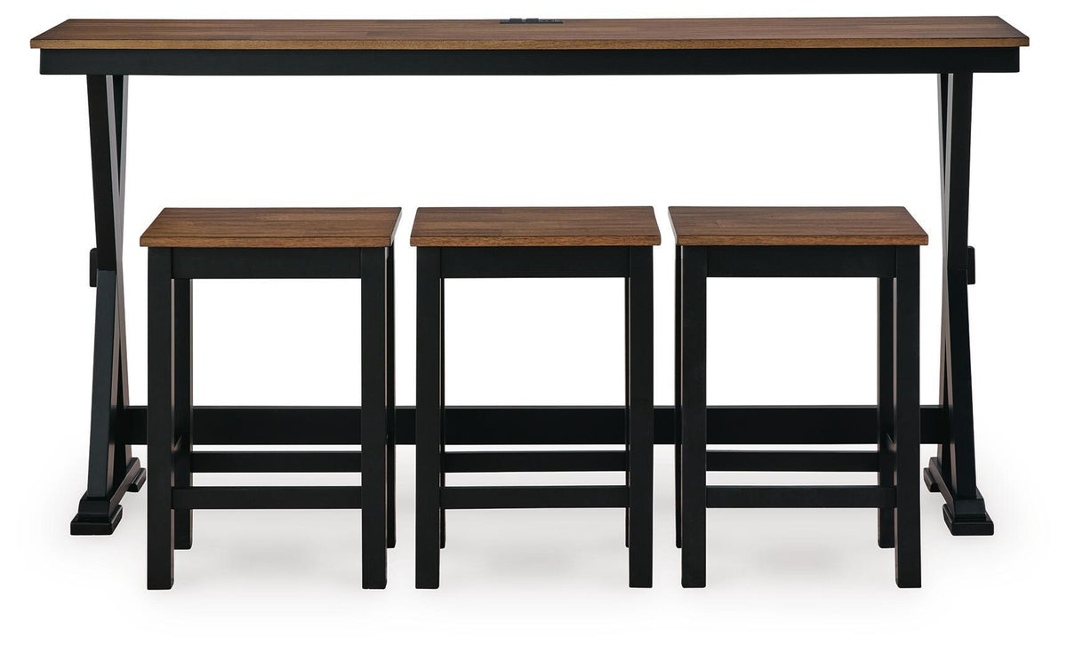 Rectangular Dining Room Counter Table Set (Set of 4) - Brown / Black