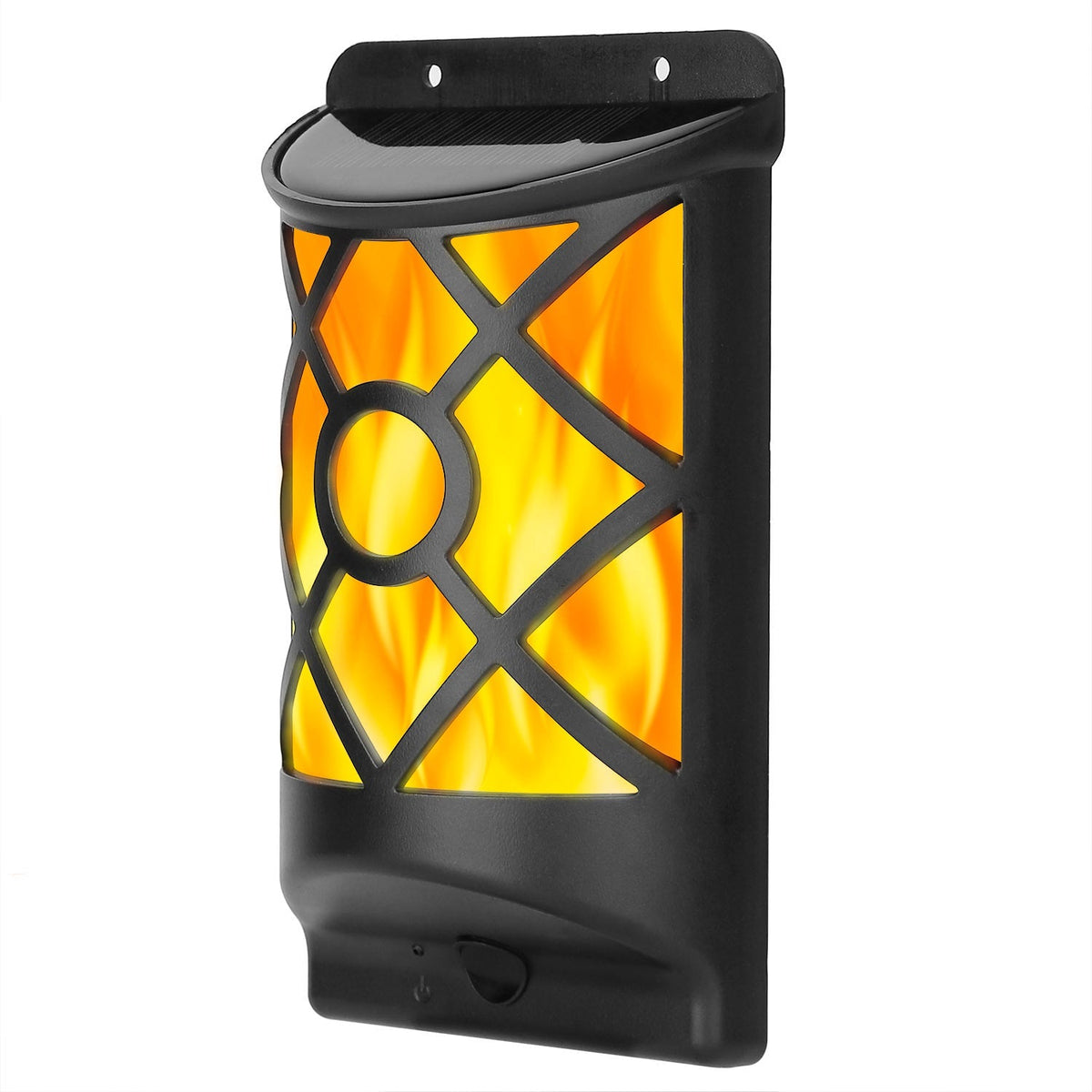 Flame Solar Lights 96 LEDs Waterproof Flickering Flame Wall Mount Lamp Auto On Off