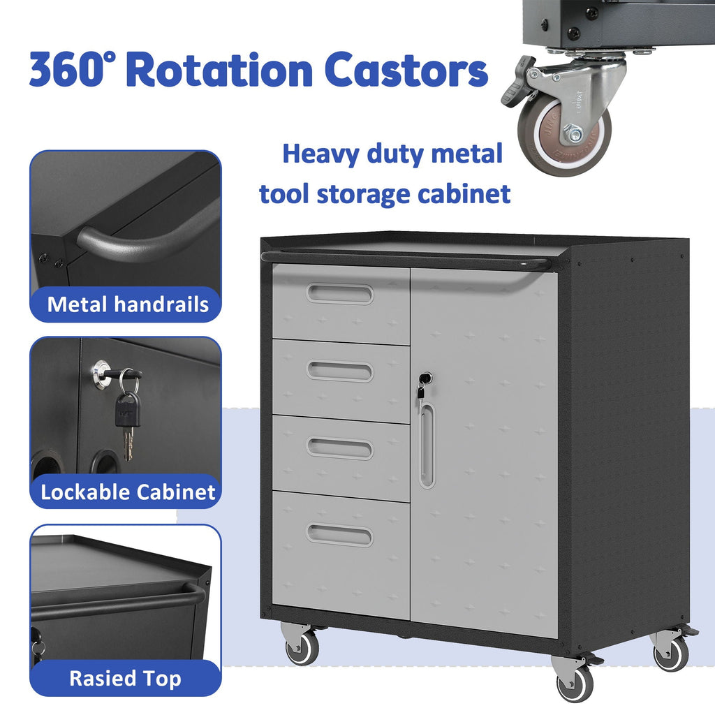 Sturdy Metal Tool Storage Cabinet With Wheels