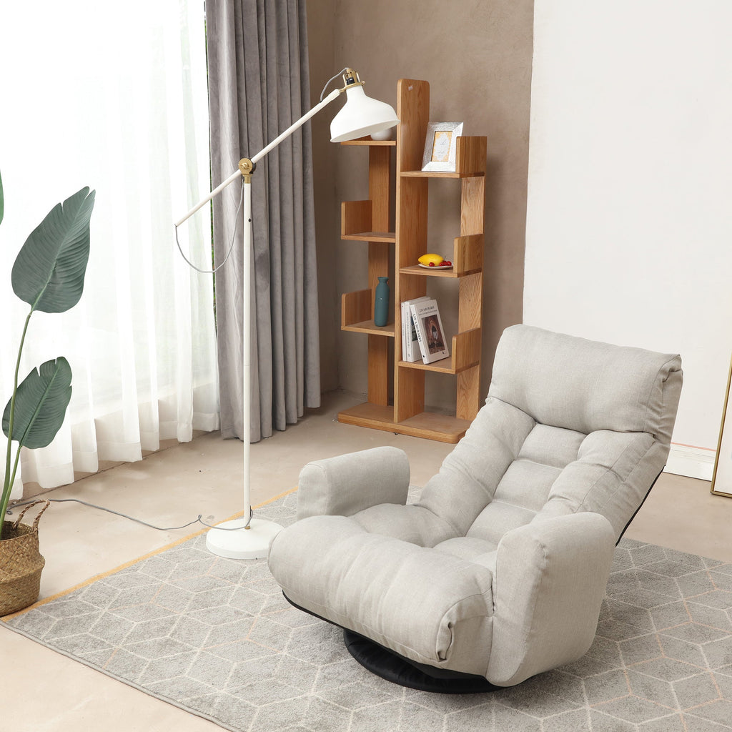 Adjustable head and waist lounge chair, 360 degree rotatable sofa chair