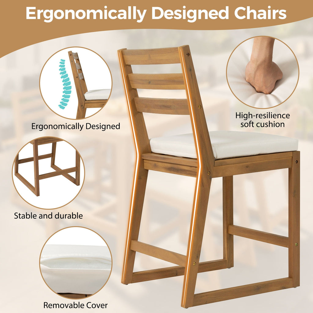 Patio Bar Set with Ergonomic Chairs - Light Brown or Dark Brown