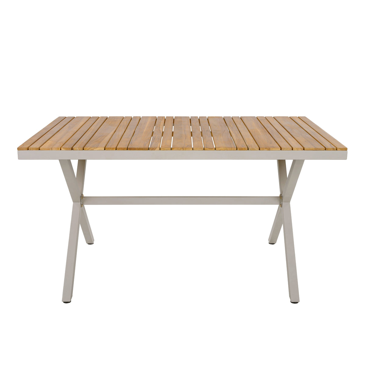 Outdoor 7-Piece Dining Set - Rectangular Teak Wood Table + 6 Wicker Chairs