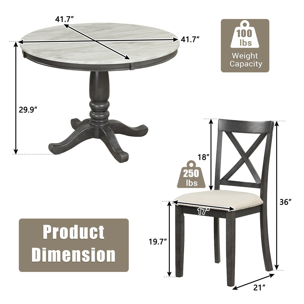 5 Pieces Dining Table and Chairs Set for 4