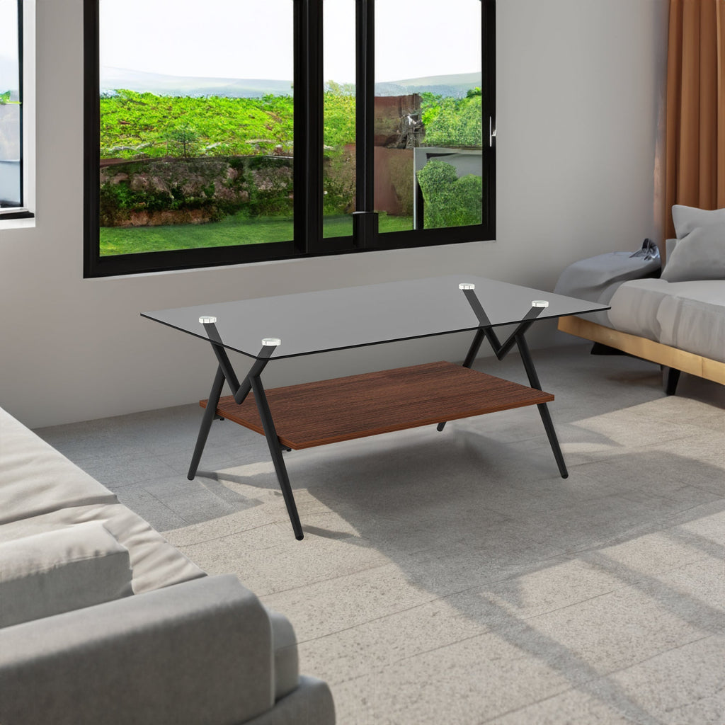Rectangle Coffee Table with Tempered Glass top
