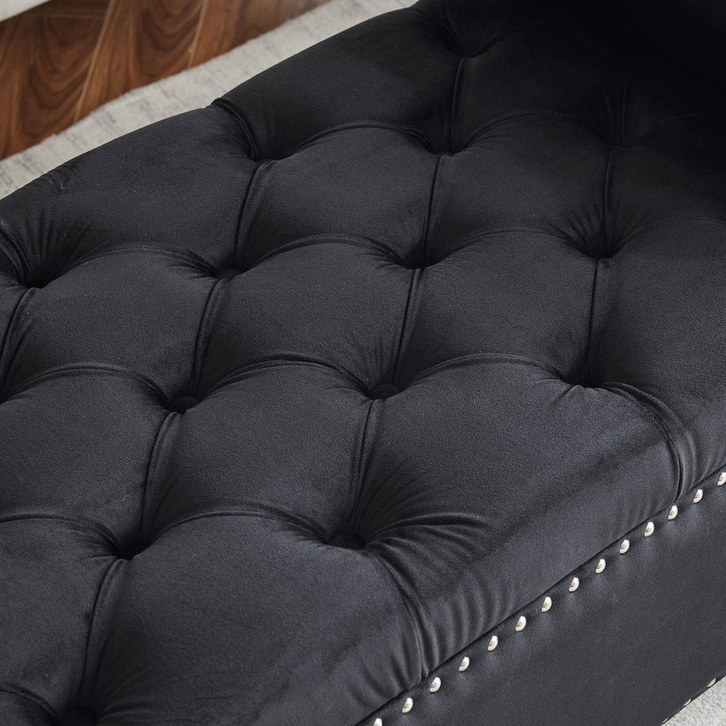Storage Bench, 44.5-Inch Queen Velvet Button Bedside Bench
