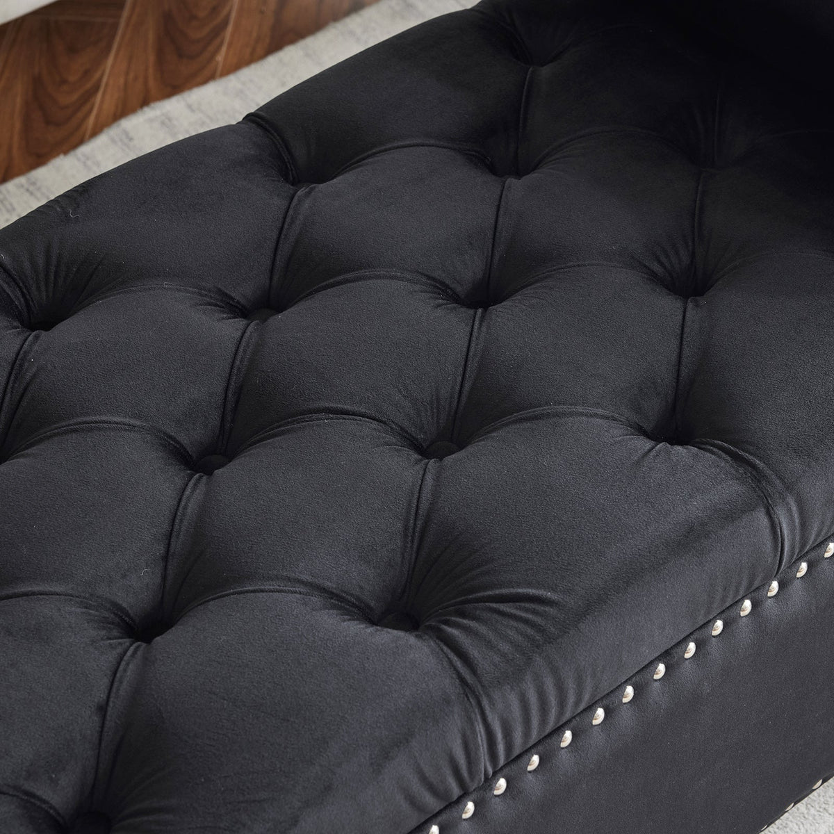 Storage Bench, 44.5-Inch Queen Velvet Button Bedside Bench