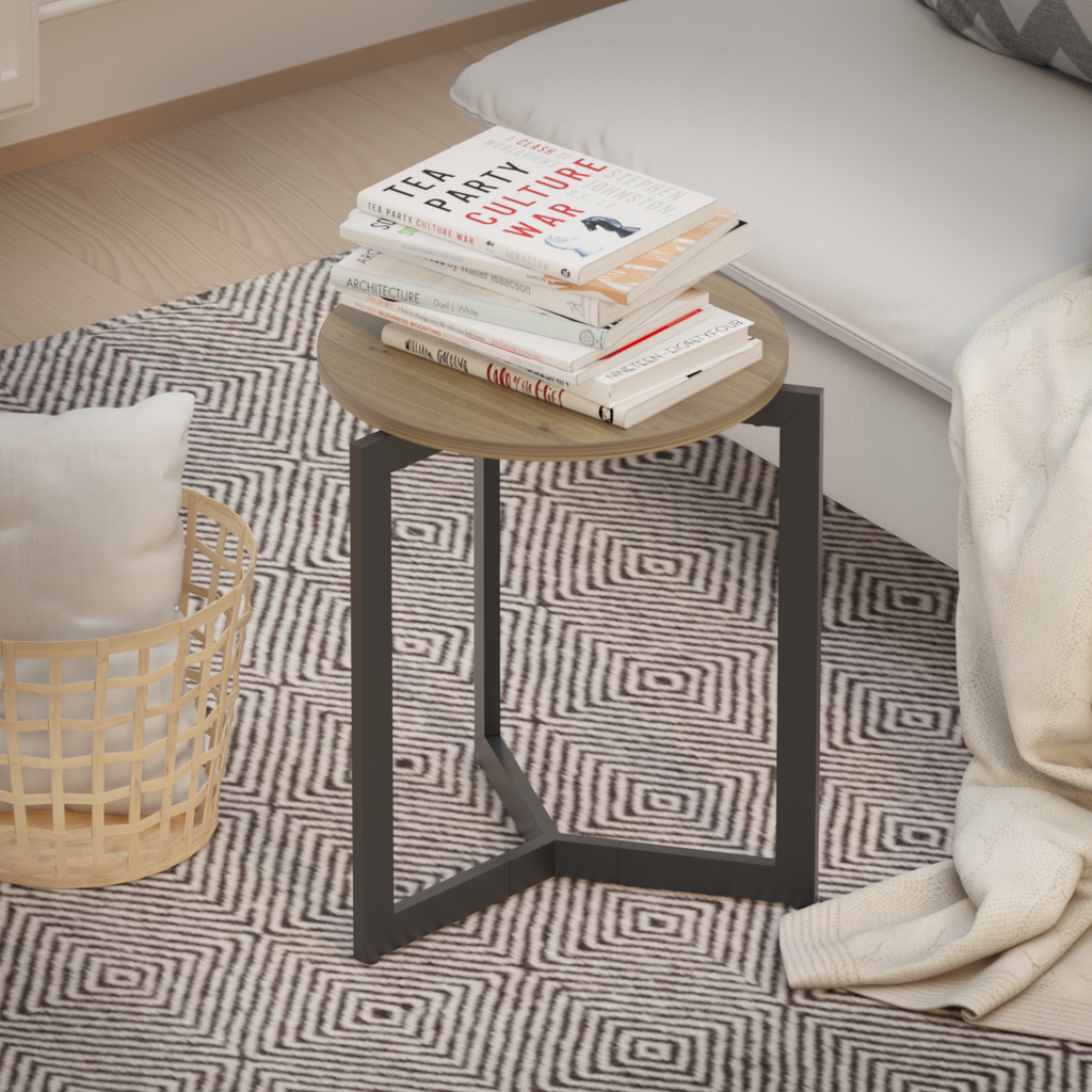 19.68''H Round Side Accent End Table with Sturdy Metal Frame