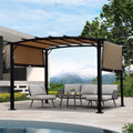 12 x 9 Ft Outdoor Pergola Patio Gazebo, Retractable Shade Canopy, Steel Frame