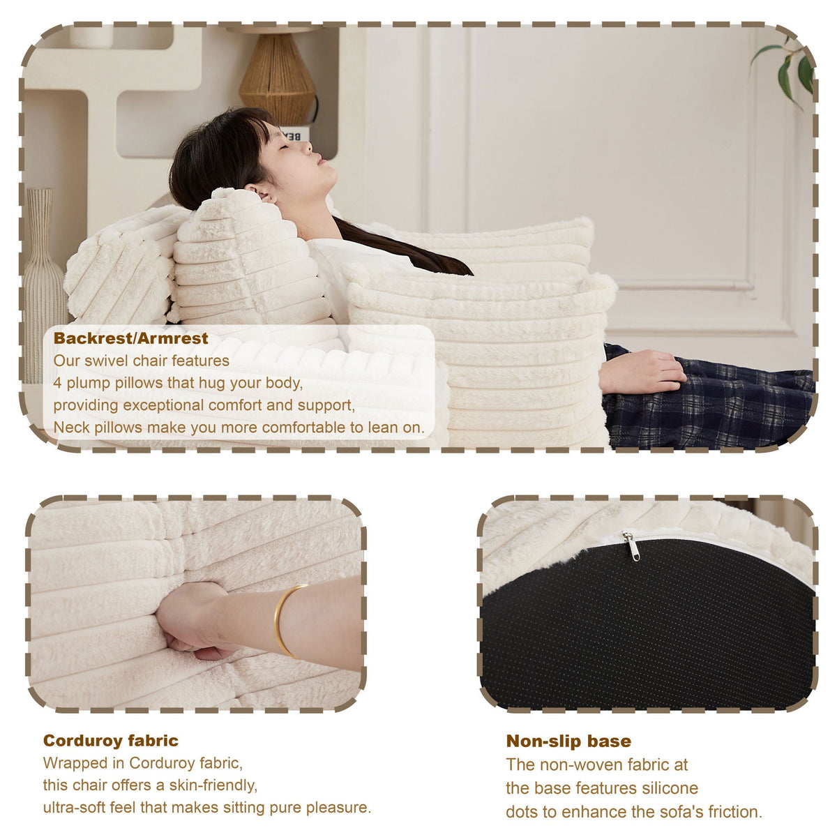 Modern Single Sofa With Backrest Pillow