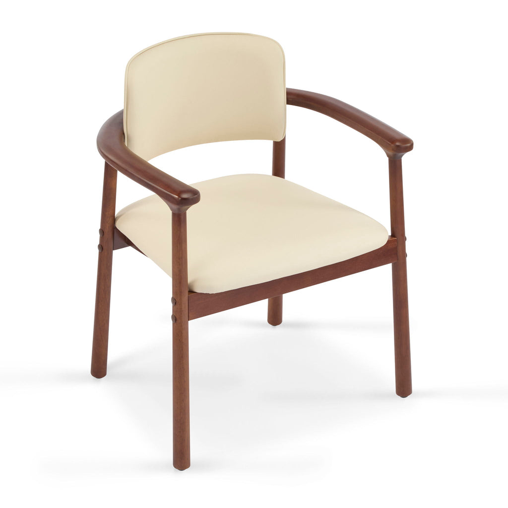 Dining Room Chairs, Set of 2 - Beige / Dark Walnut