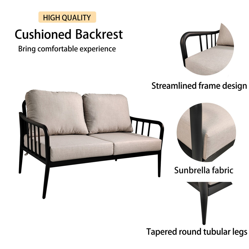 5PC Outdoor Aluminum Patio Sofa Conversation Set