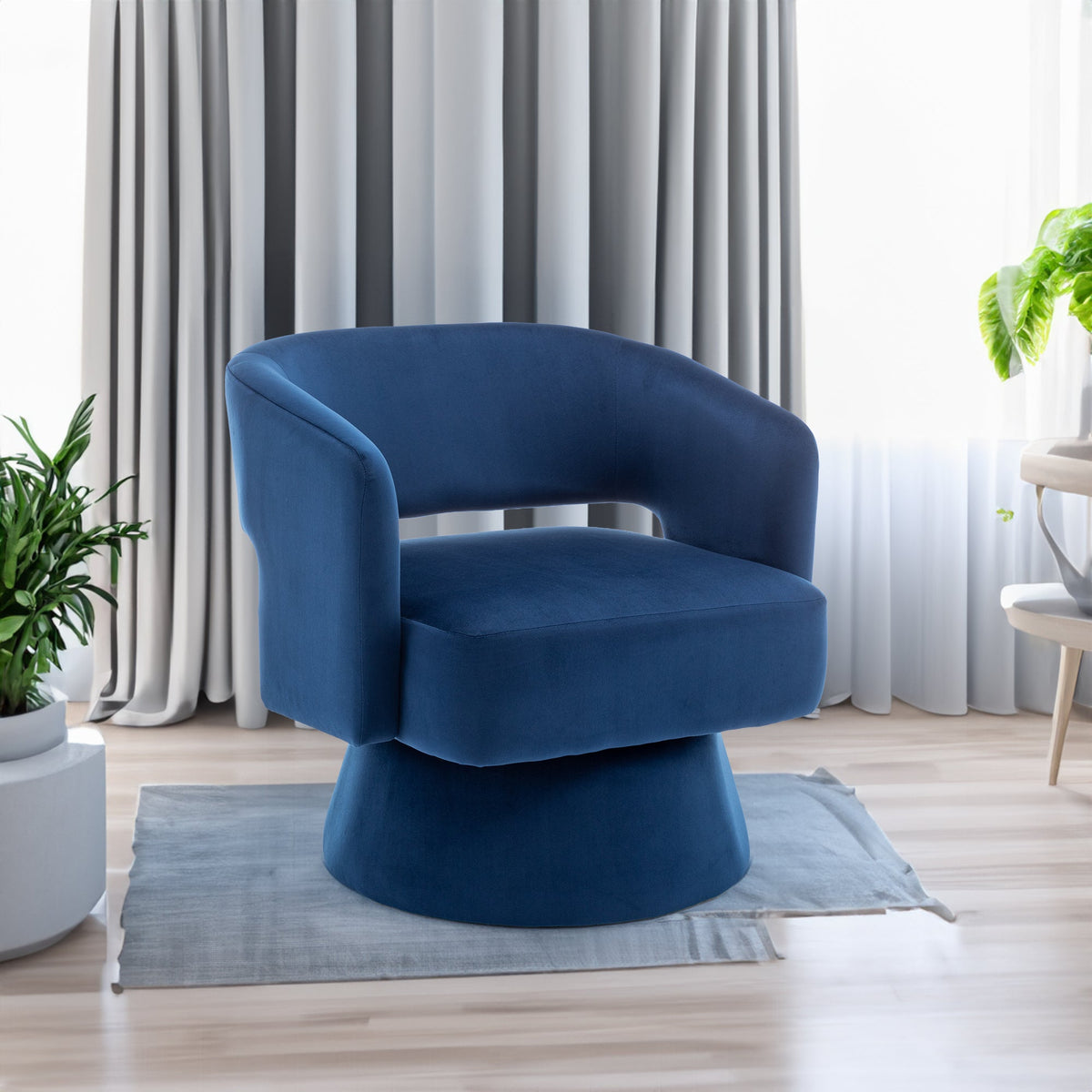 Swivel Barrel Chair, Velvet Accent Armchair 360 Degree Swivel