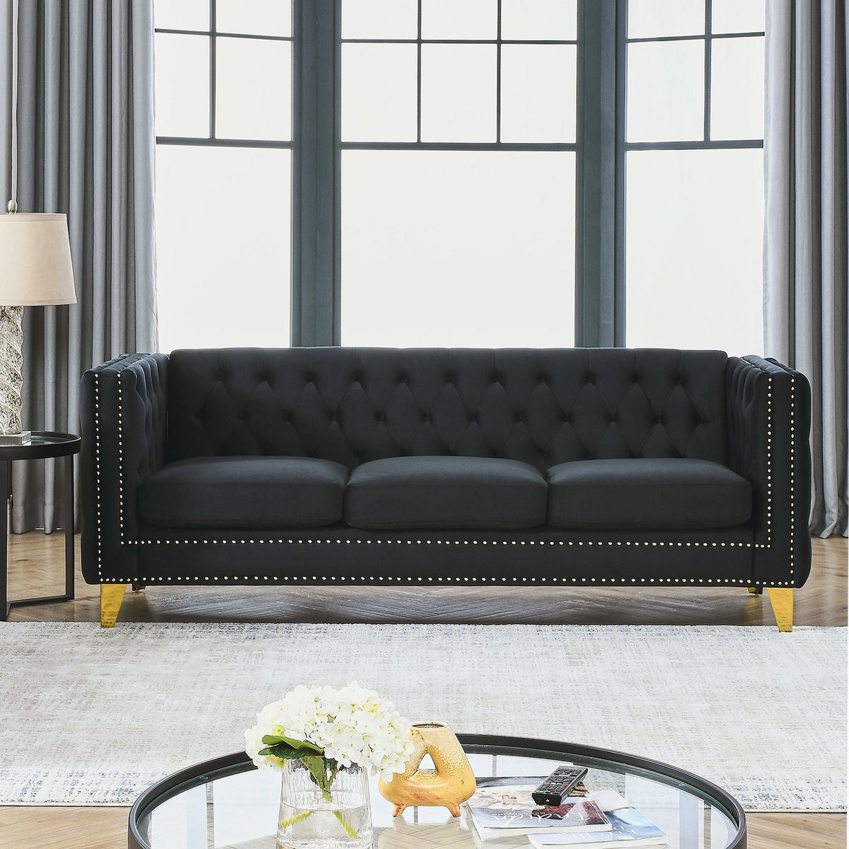 Modern Sofa With Button Tufting, Upholstered Couch For Living Room