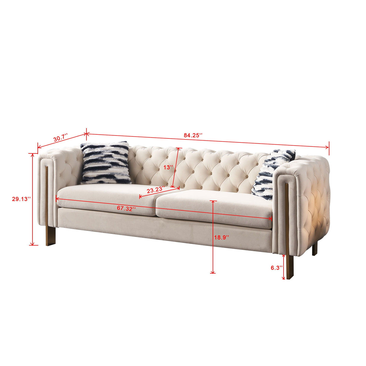 Chesterfield - Modern Tufted Sofa, 84.25''W Couch
