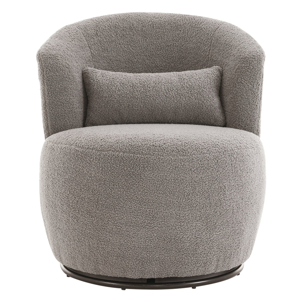 Grey Plush Swivel Accent Chair