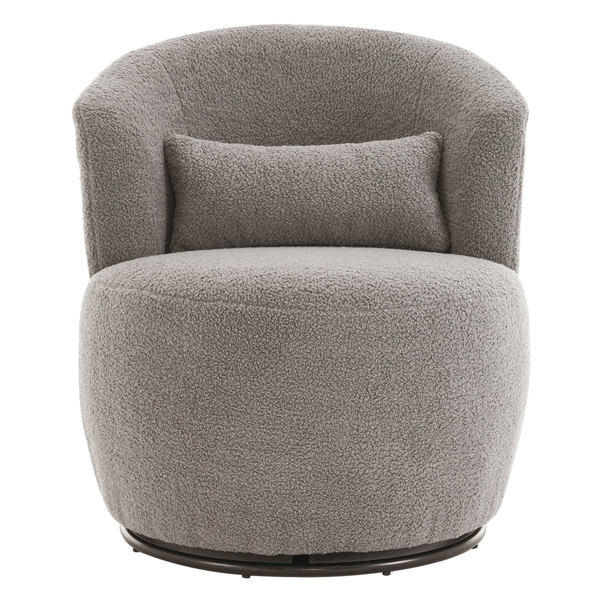 Grey Plush Swivel Accent Chair