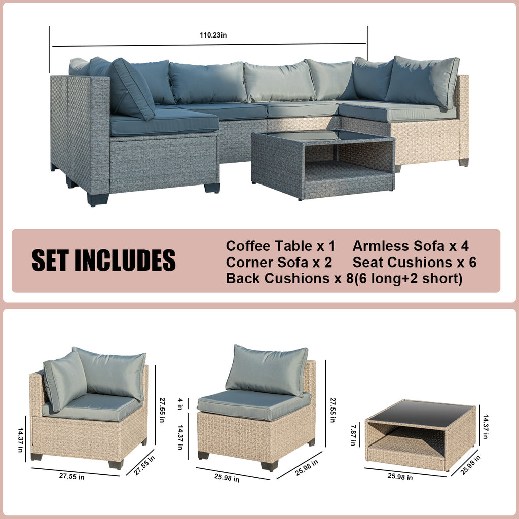 7-Piece Patio Set, All-Weather Boho Outdoor Conversation Set