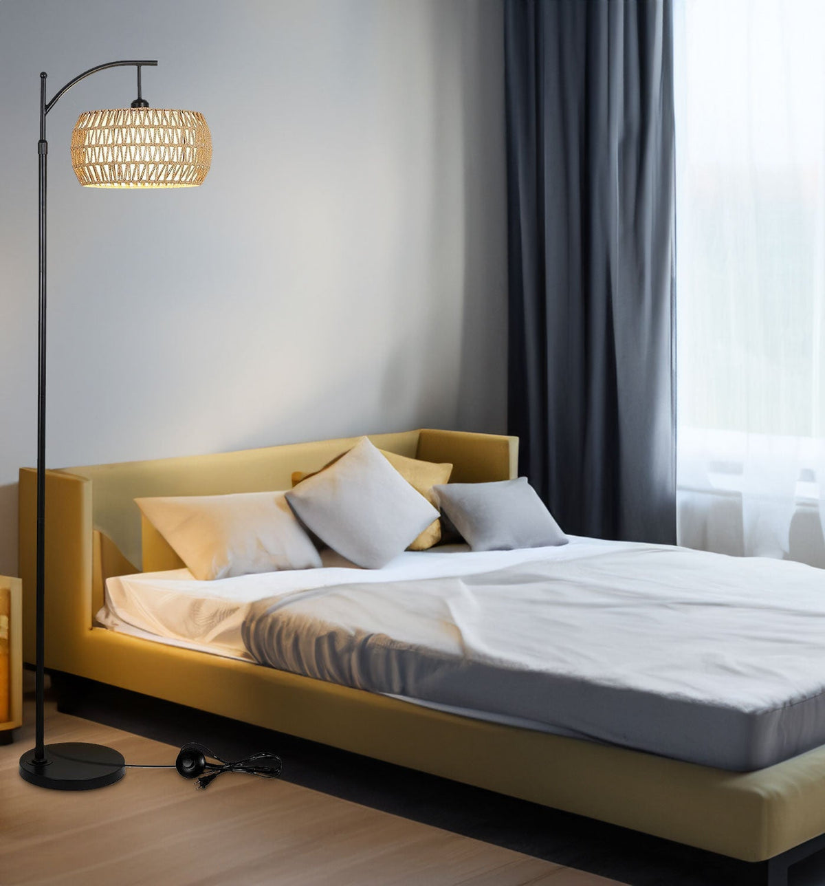 Arc Floor Lamp with Remote Control, Dimmable LED Floor Lamp