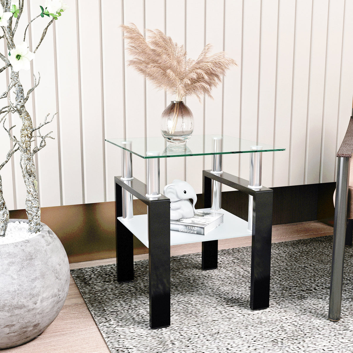 1-Piece Modern Tempered Glass Tea Table Coffee