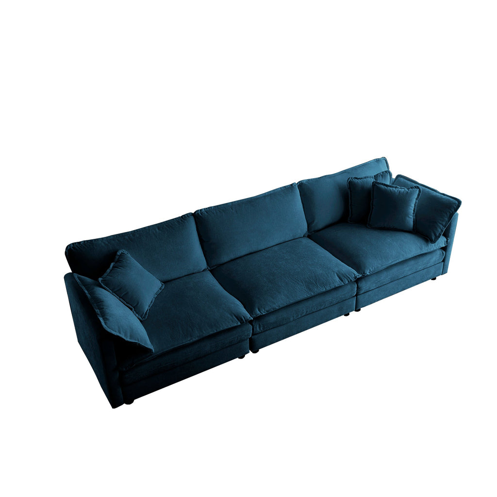 Modern Couch 3-Seater Sofa with 2 Armrest Pillows and 3 Toss Pillows
