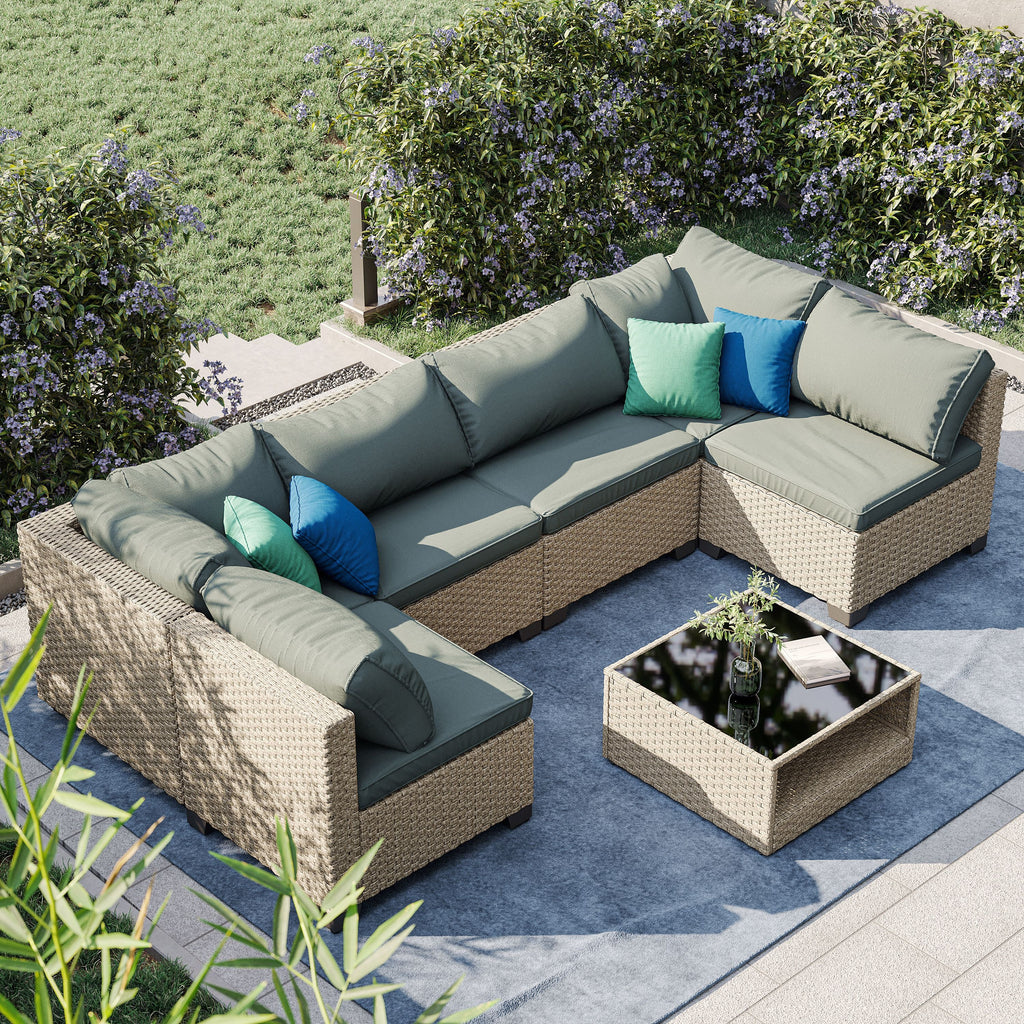 7-Piece Patio Set, All-Weather Boho Outdoor Conversation Set
