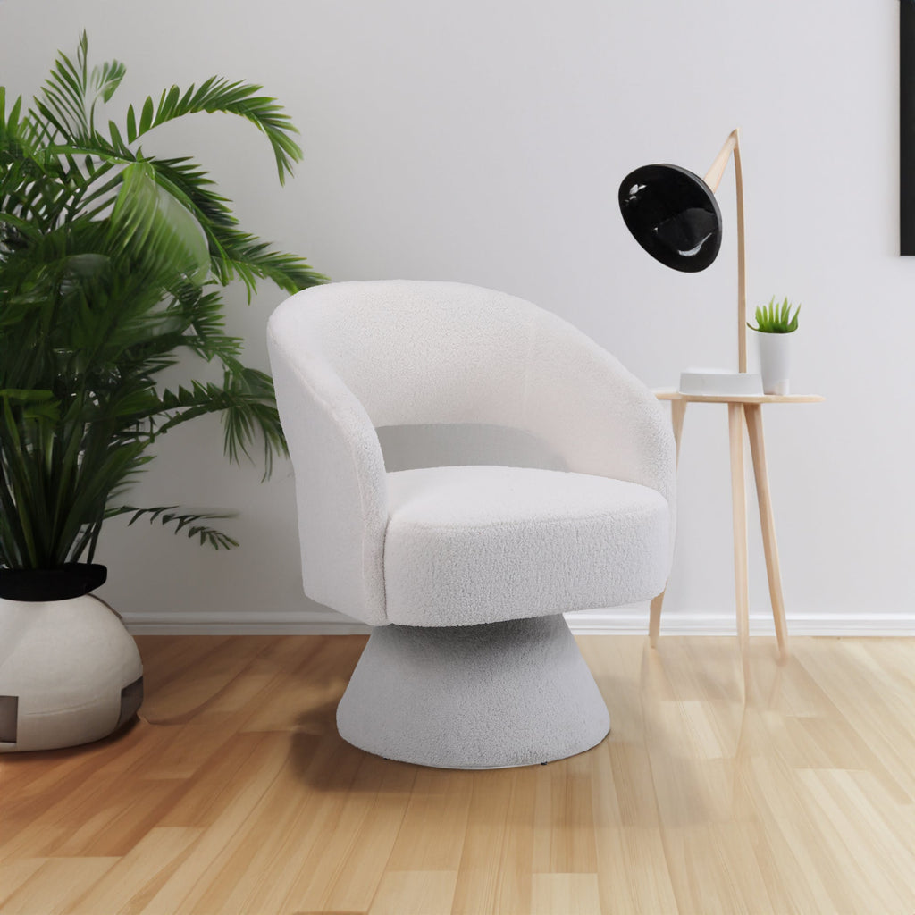 Swivel Accent Round Barrel Armchair in Fabric