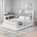 Multi-functional Full Size Bed Frame with 4 Under-bed Portable Storage Drawers
