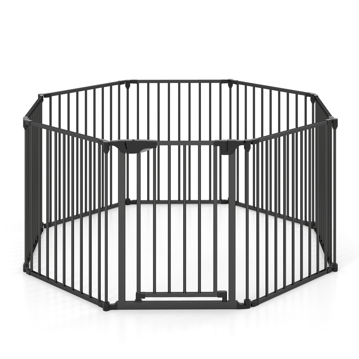 8-Panel Extra Wide Baby Gate Adjustable Pet Safety Fence with Auto-close Door