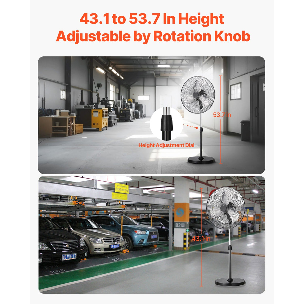 18" Pedestal Fan 3-Speed Oscillating Fan with Adjustable Height