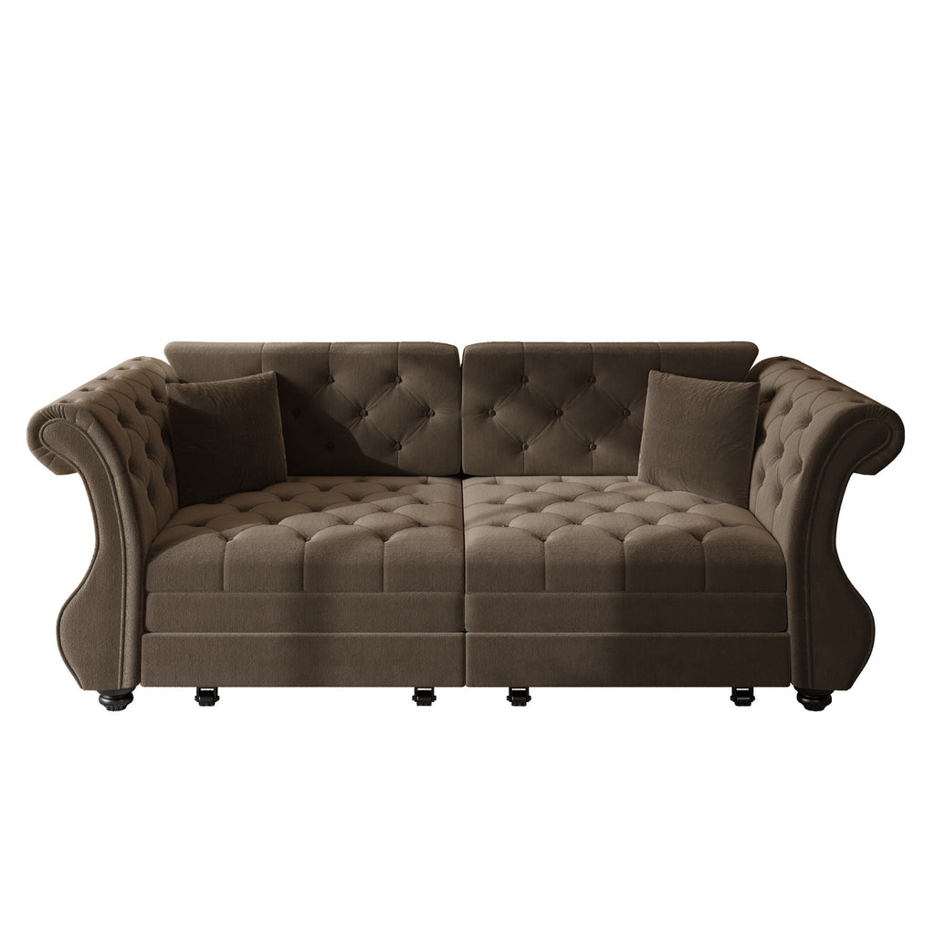 Oversized Chesterfield Pull Out Sofa Bed with Flower Tufting