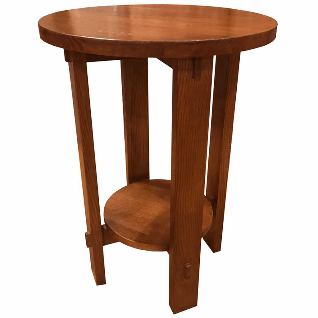Mission Style Oak Round End Table