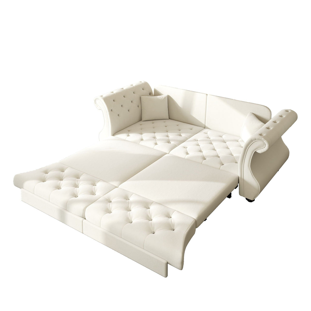 Oversized Chesterfield Pull Out Sofa Bed with Flower Tufting