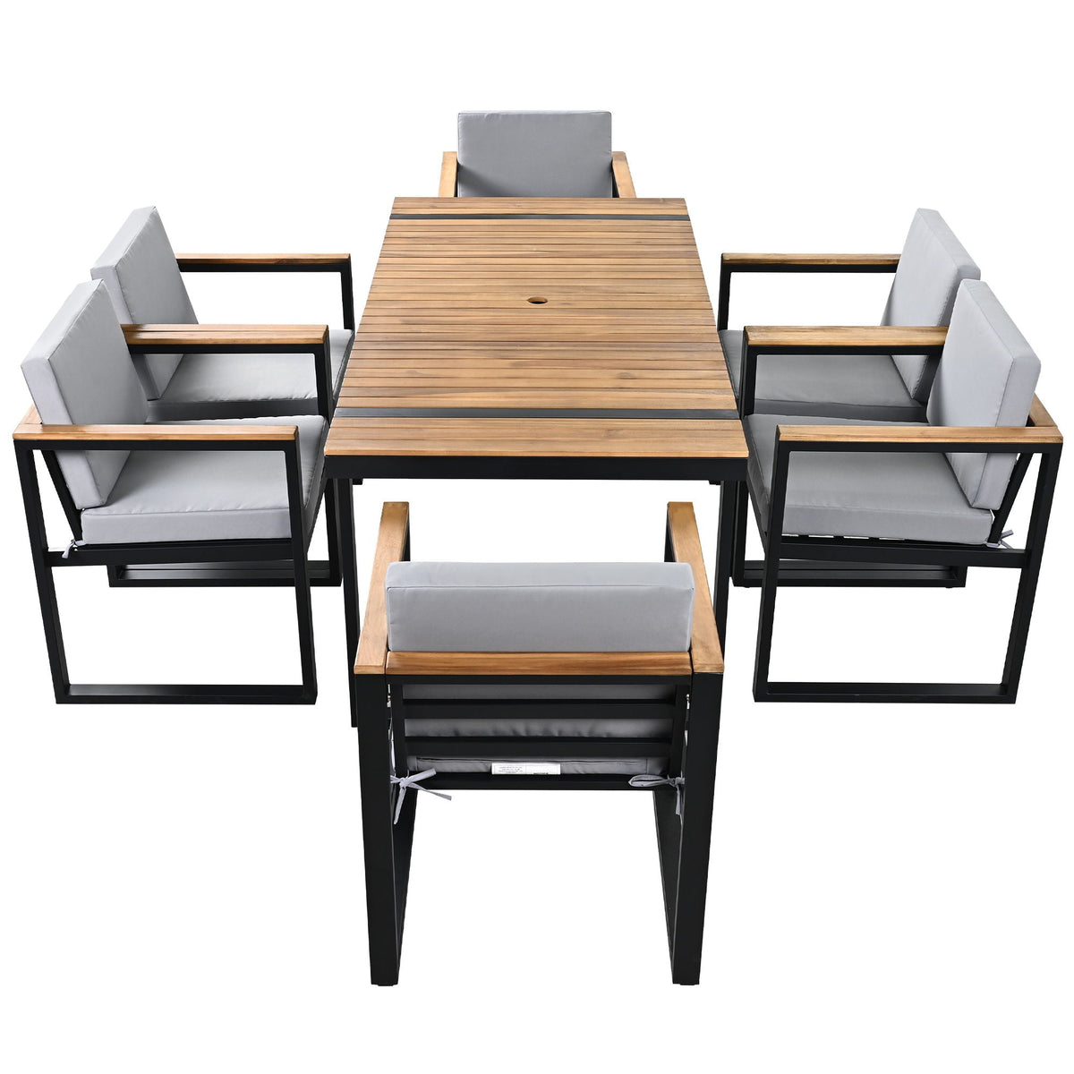 7 Pieces Dining Set Table And Chair Set With And Removable Cushions For Patio