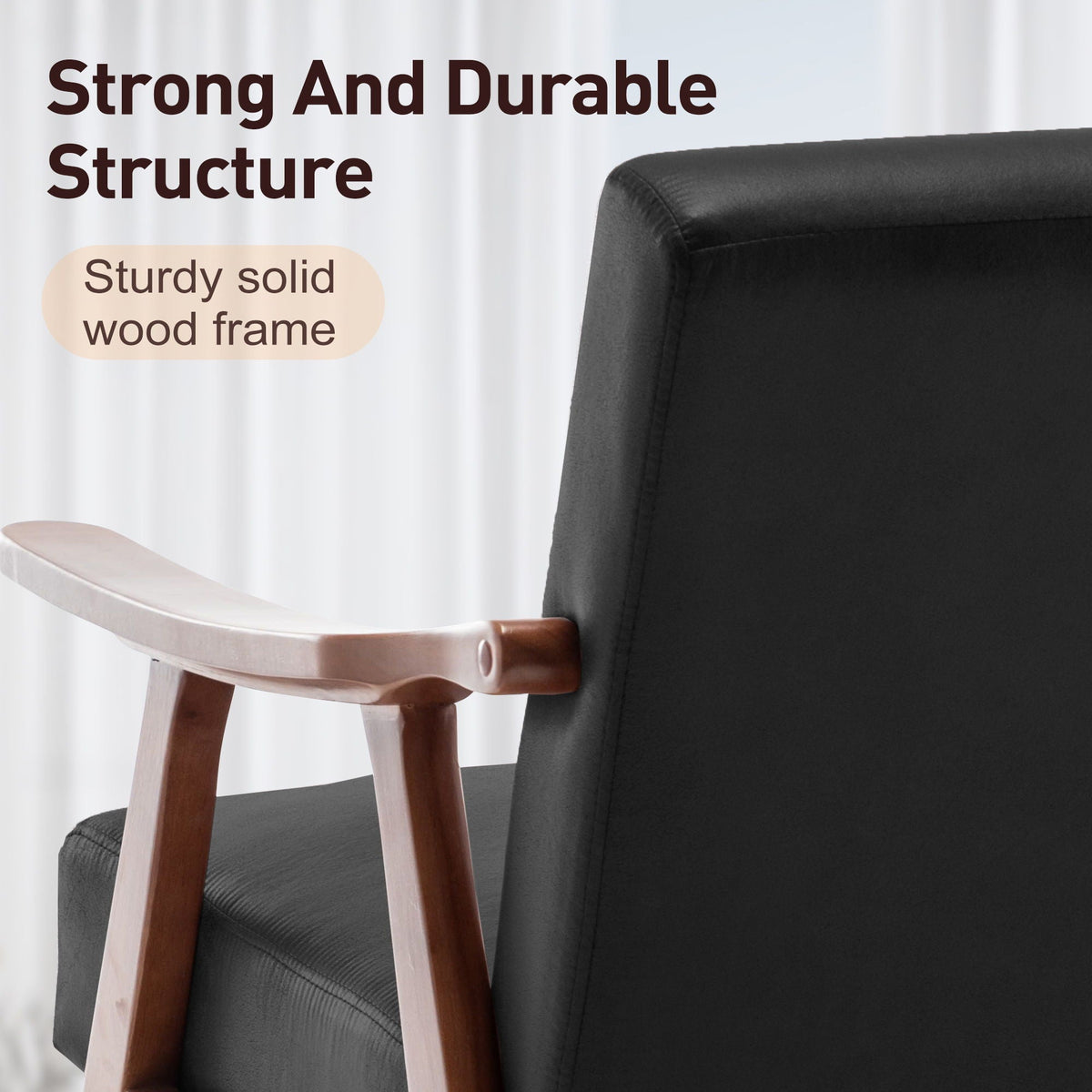 Mid Century Modern Accent Chair With Solid Wood Frame