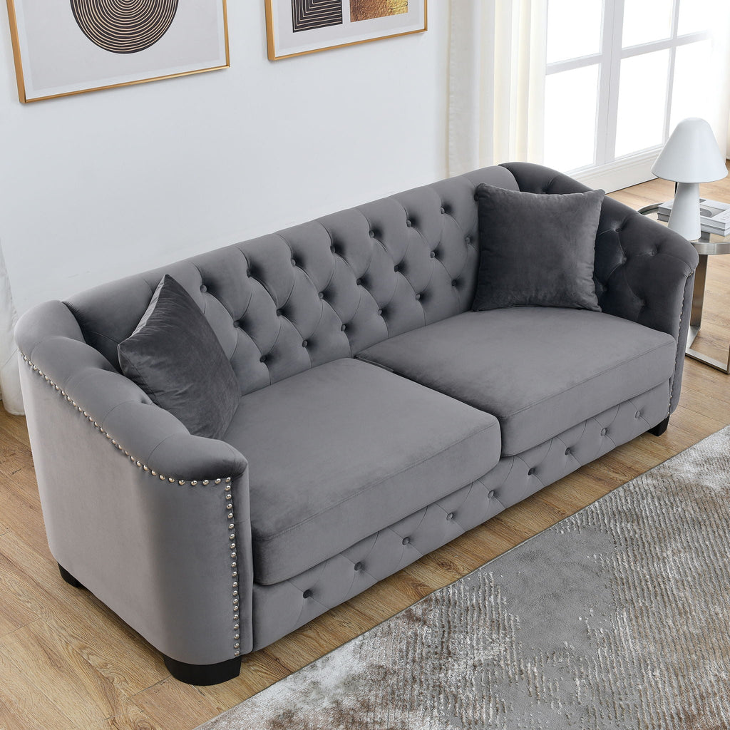 Modern Chesterfield Sofa With Tufted Backrest