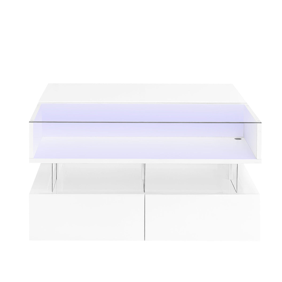 Lift Top Coffee Table With 2 Drawers, Hidden Space And LED Lights