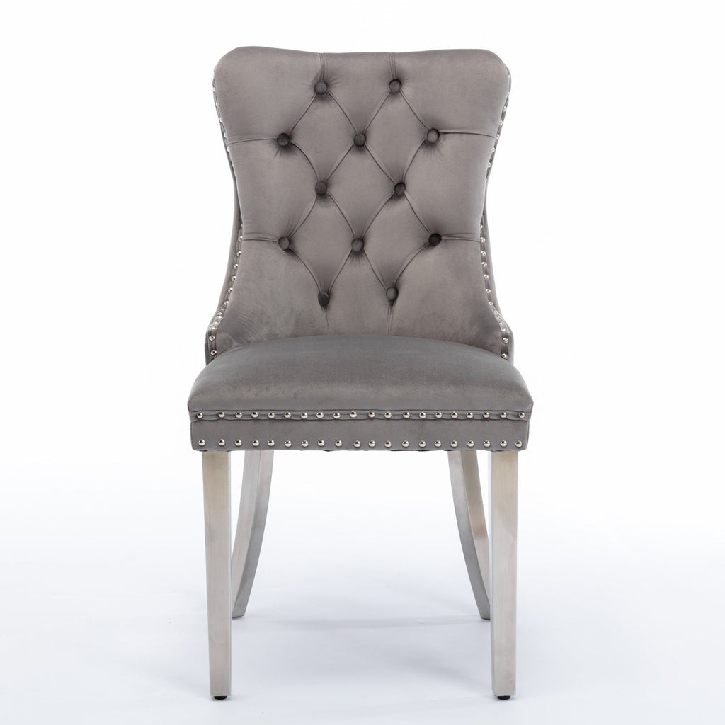 Modern Velvet Upholstered Dining Chairs - Set of 2