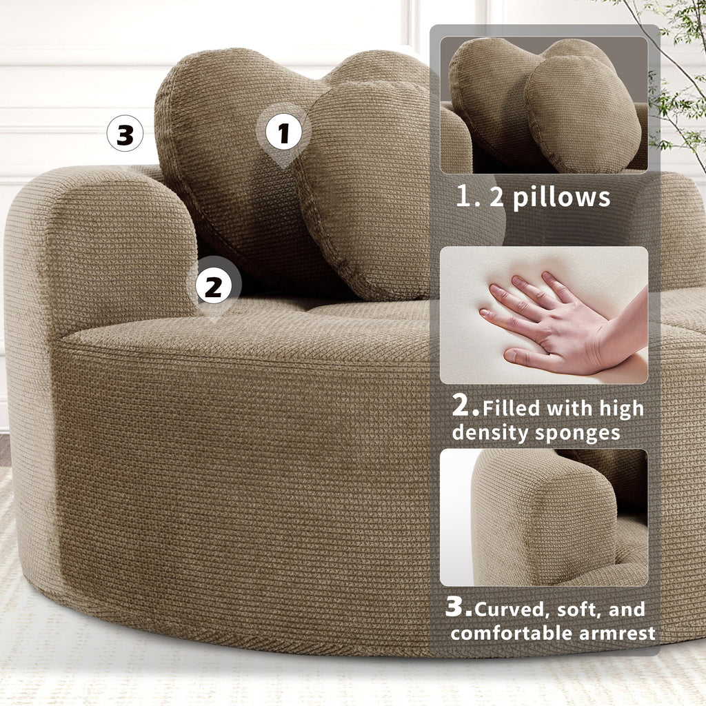 Round Sofa Bed with Memory Foam Sectional Couch