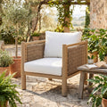 Outdoor Acacia Wood Patio Chair with Cushions - Light Brown